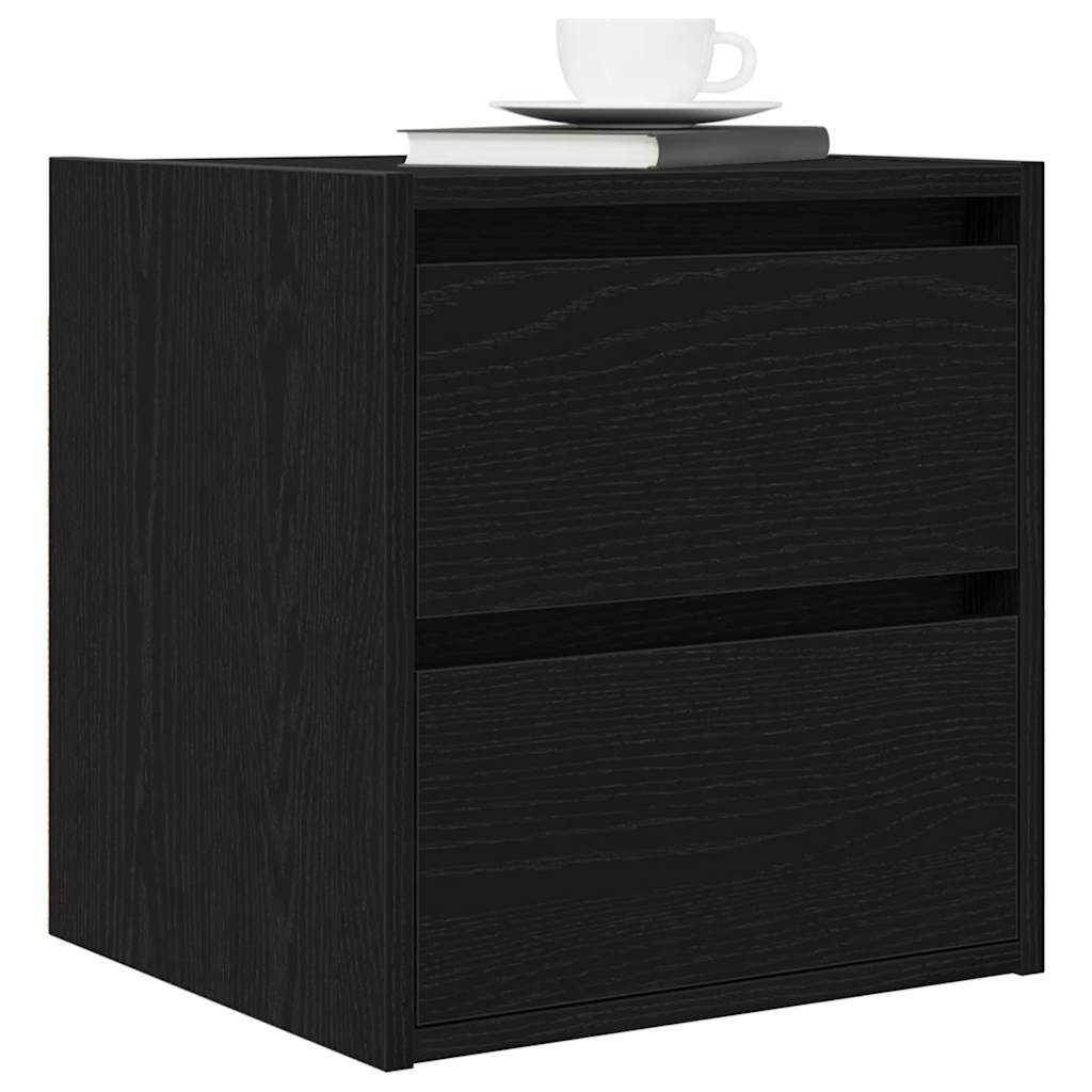Comodini a Muro 2 pz Rovere Nero 38x34x40 cm