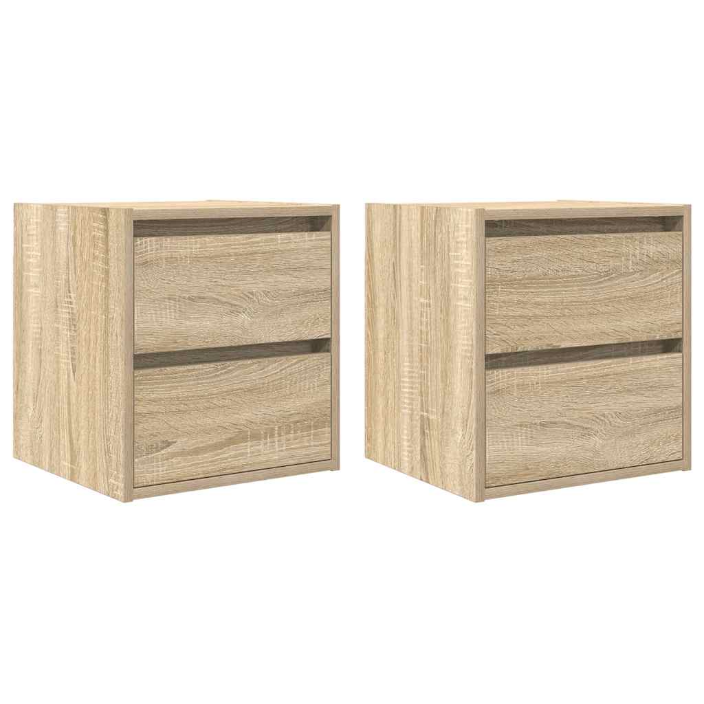 Comodini a Muro 2 pz Rovere Sonoma 38x34x40 cm