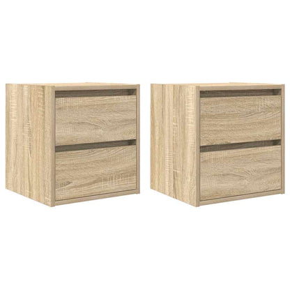 Comodini a Muro 2 pz Rovere Sonoma 38x34x40 cm