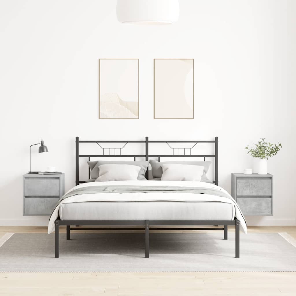 Comodini a Muro 2 pz Grigio Cemento 38x34x40 cm