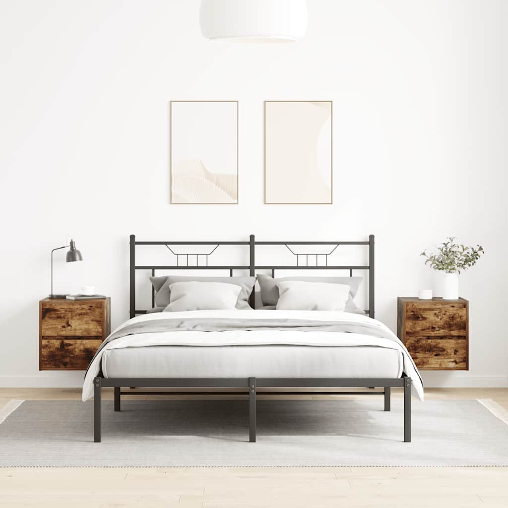 Comodini a Muro 2 pz Rovere Fumo 38x34x40 cm