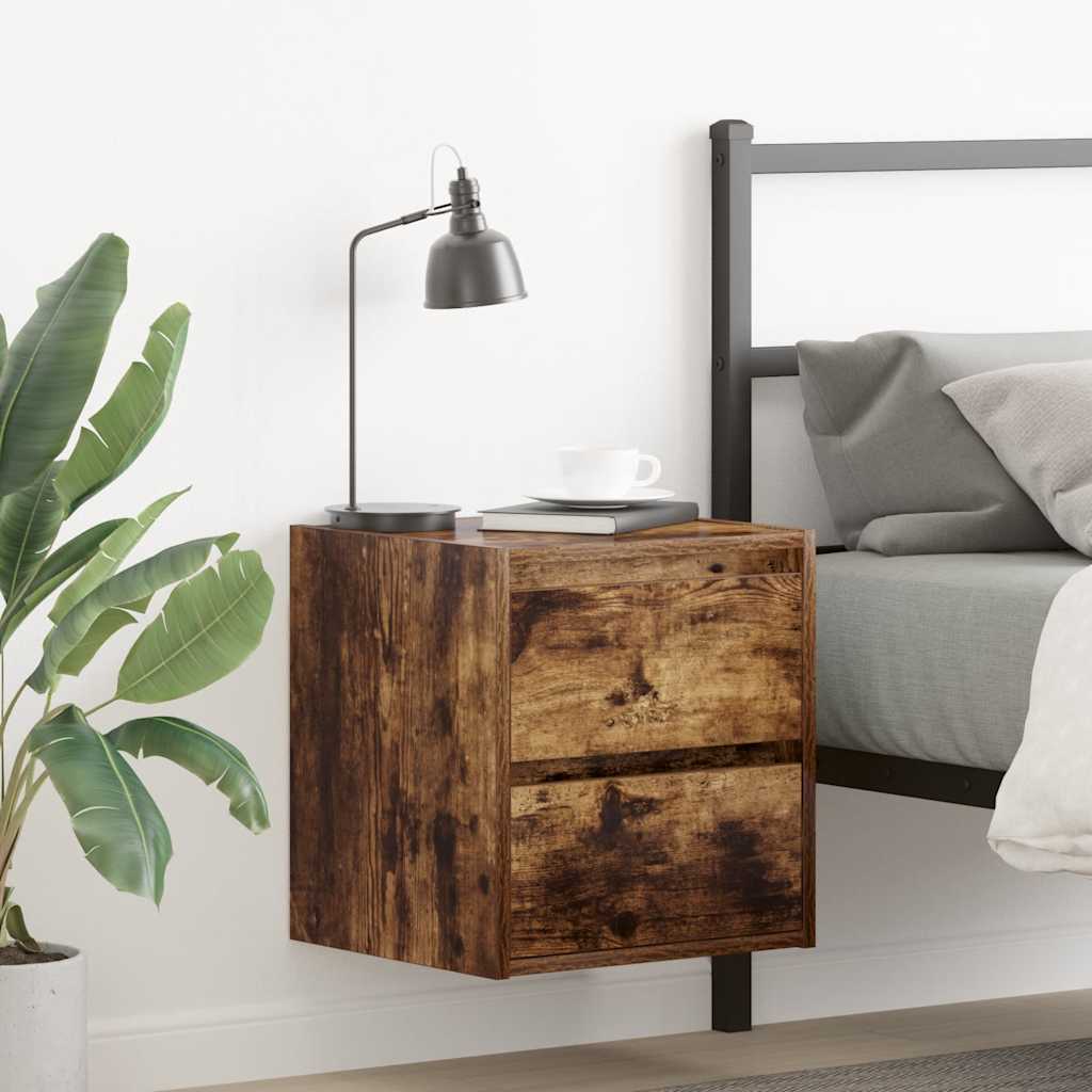 Comodini a Muro 2 pz Rovere Fumo 38x34x40 cm