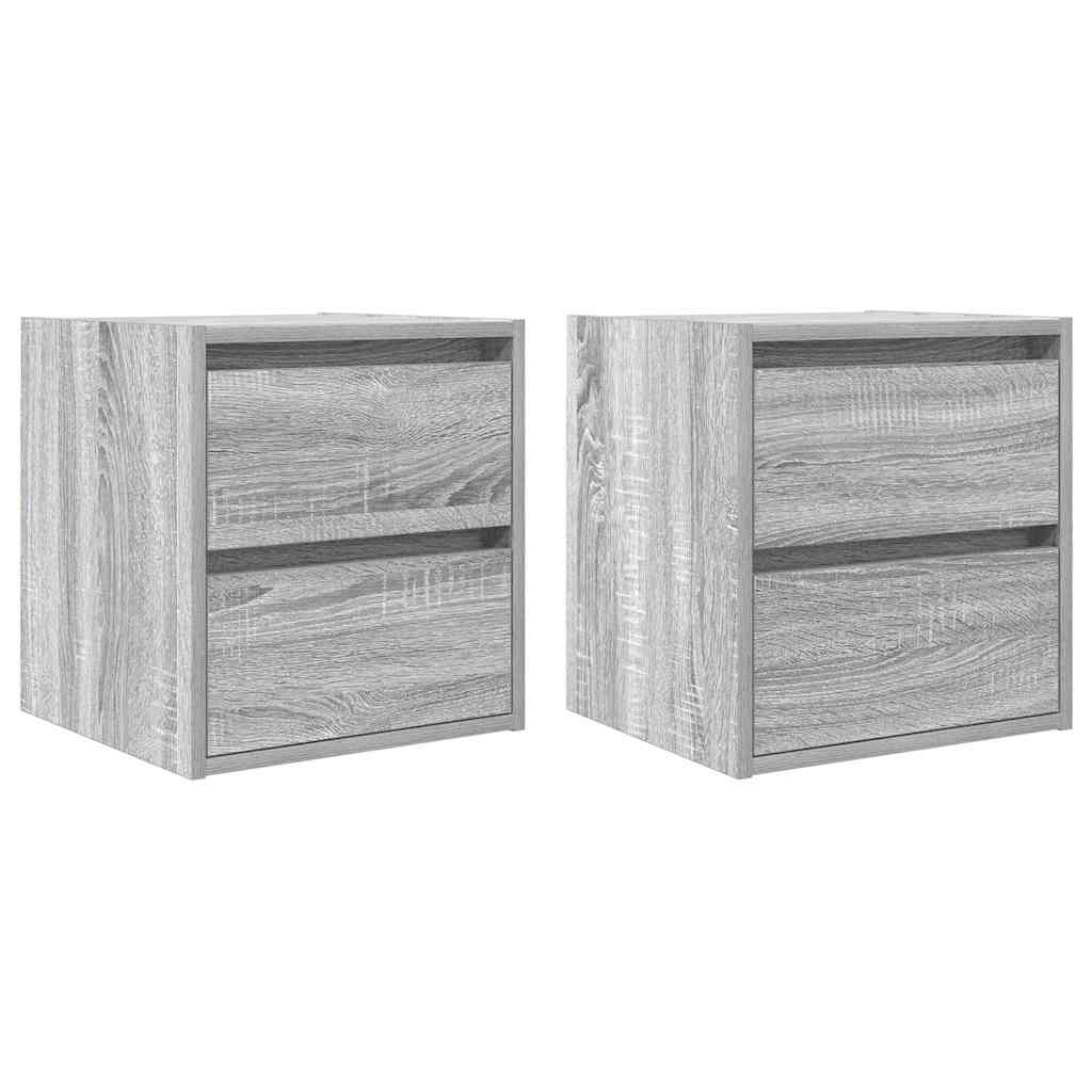 Comodini a Muro 2 pz Grigio Sonoma 38x34x40 cm
