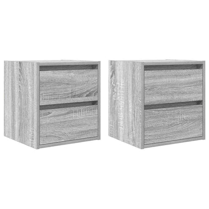 Comodini a Muro 2 pz Grigio Sonoma 38x34x40 cm