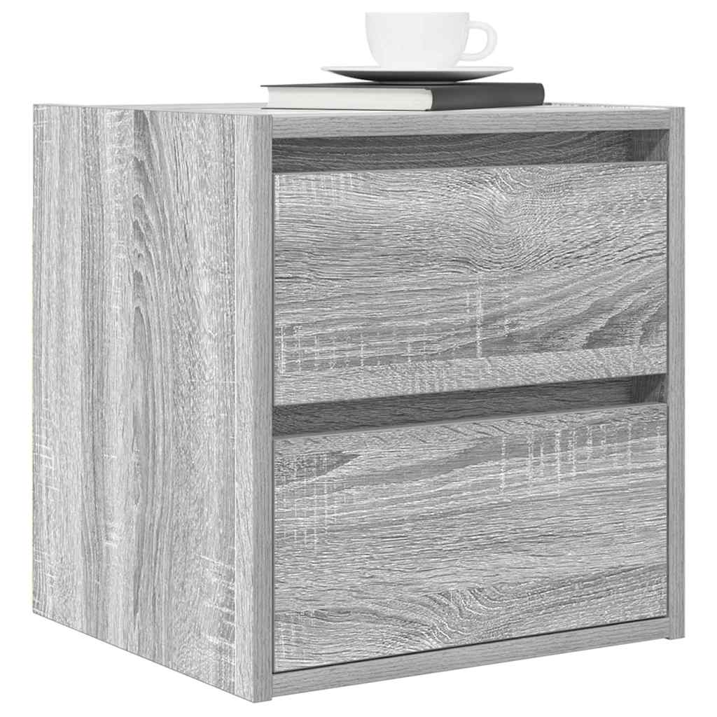 Comodini a Muro 2 pz Grigio Sonoma 38x34x40 cm