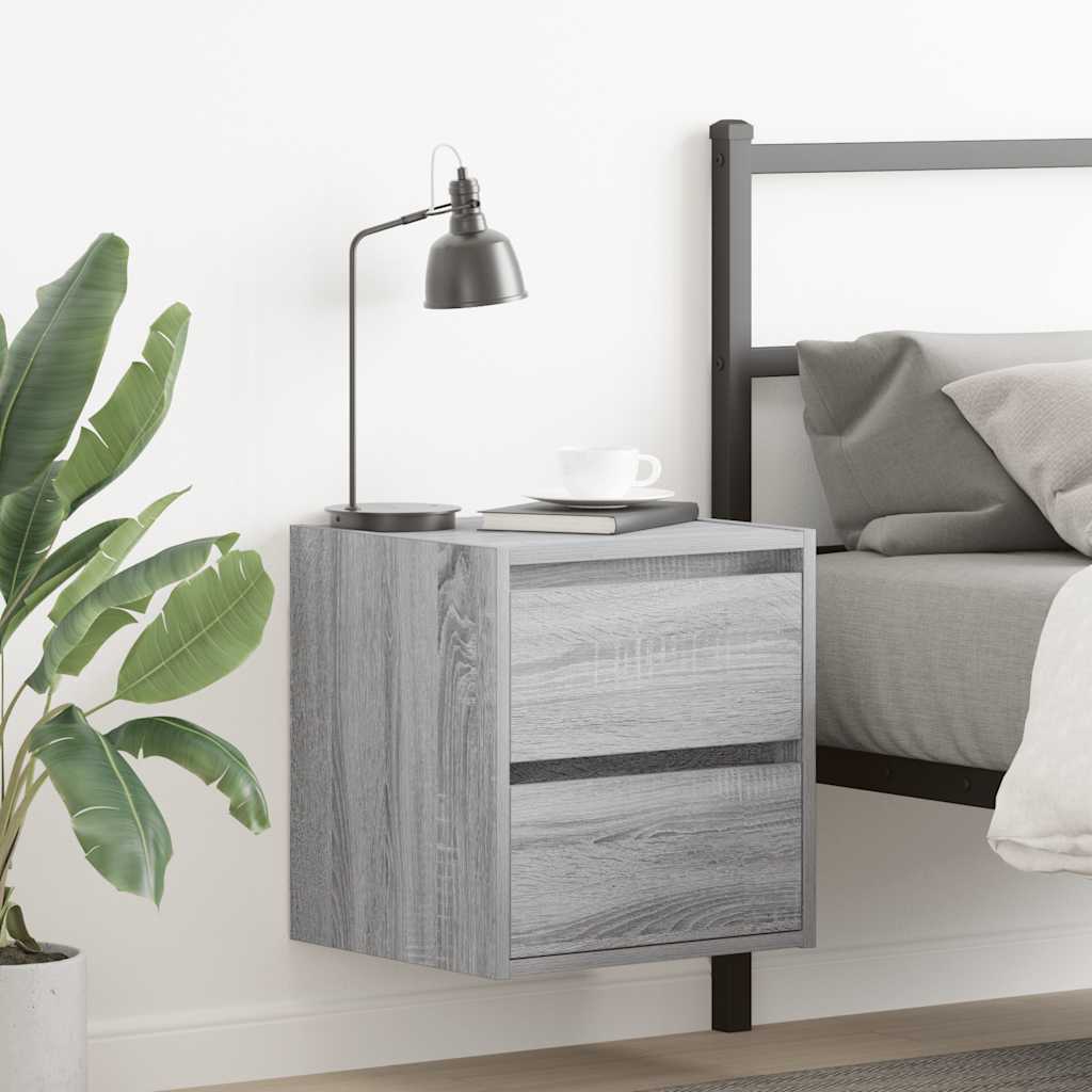 Comodini a Muro 2 pz Grigio Sonoma 38x34x40 cm