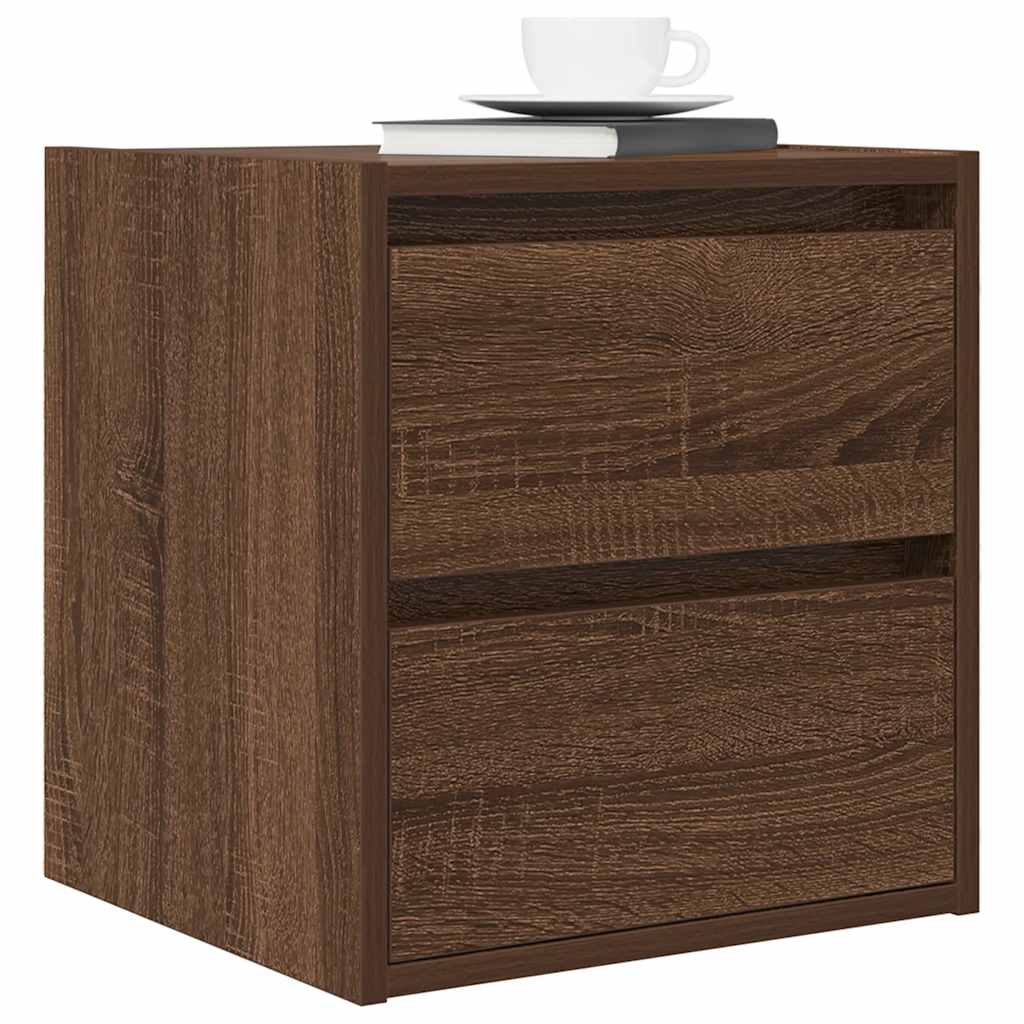 Comodino a Muro Rovere Marrone 38x34x40 cm