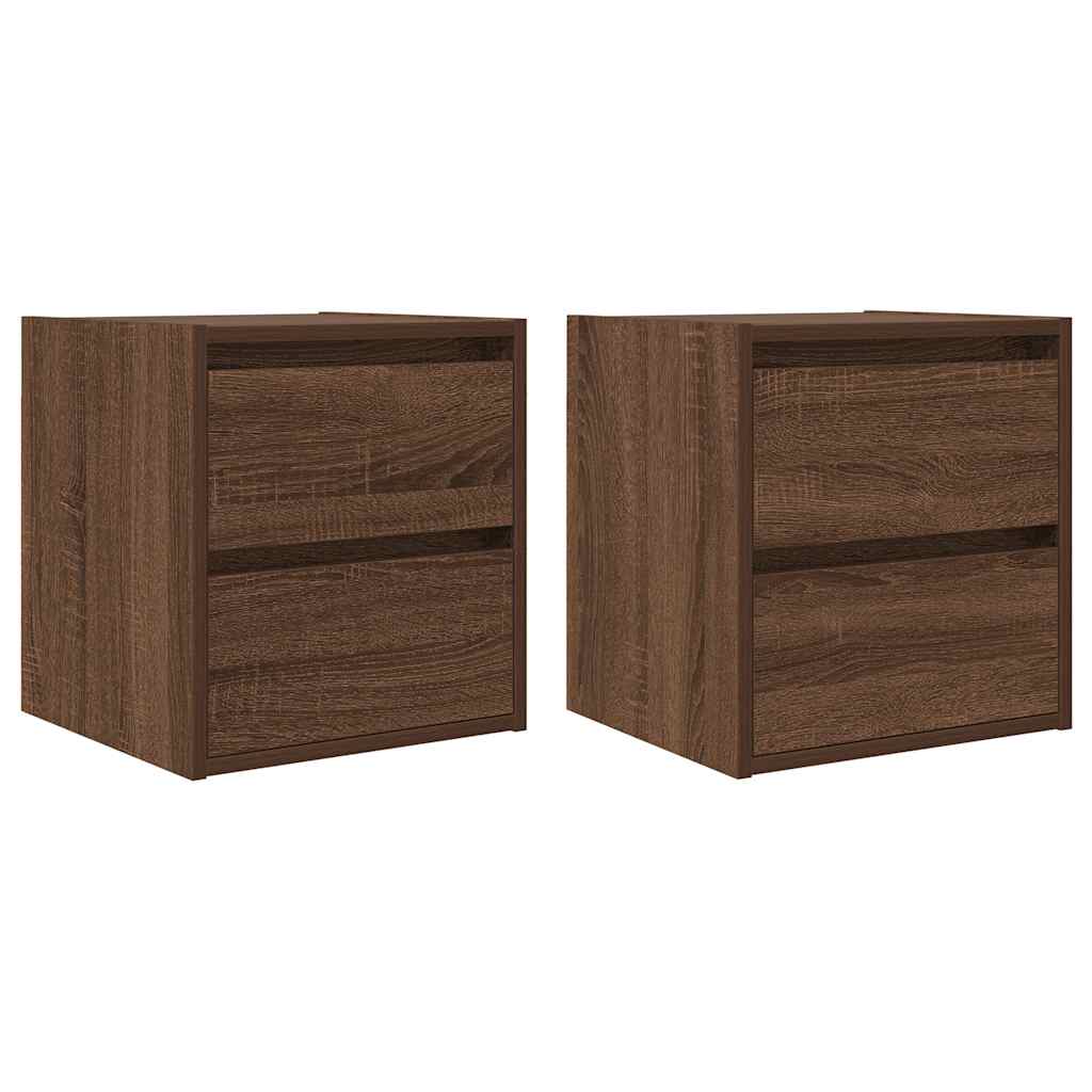 Comodini a Muro 2 pz Rovere Marrone 38x34x40 cm