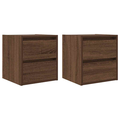 Comodini a Muro 2 pz Rovere Marrone 38x34x40 cm