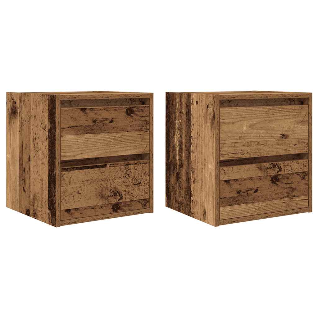 Comodini a Muro 2 pz Legno Antico 38x34x40 cm