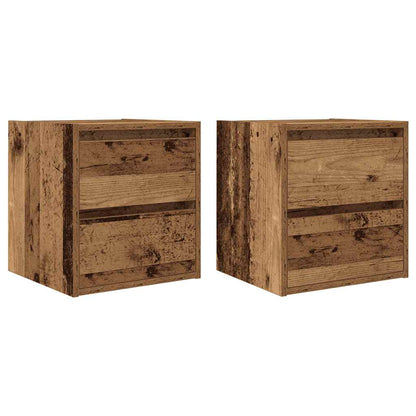 Comodini a Muro 2 pz Legno Antico 38x34x40 cm