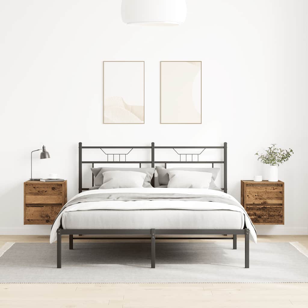 Comodini a Muro 2 pz Legno Antico 38x34x40 cm