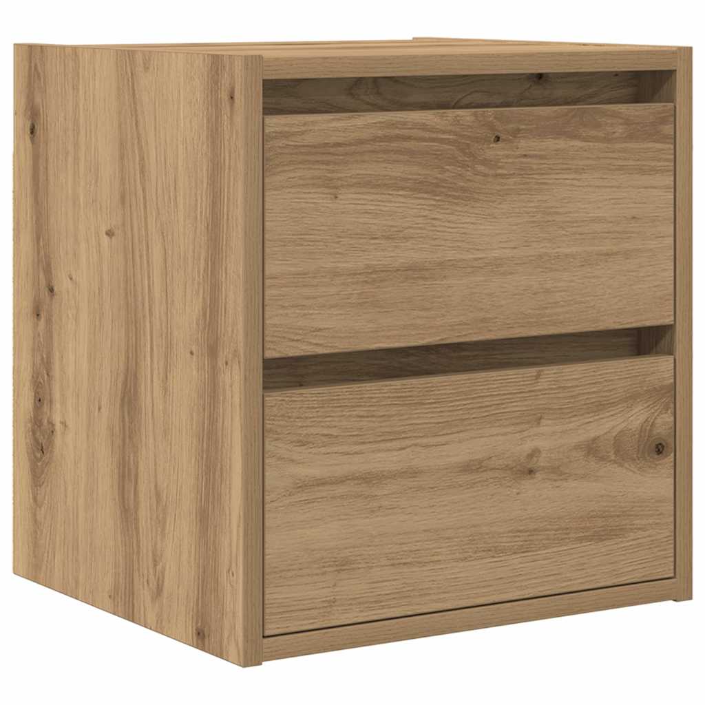 Comodino a Muro Rovere Artigianale 38x34x40 cm