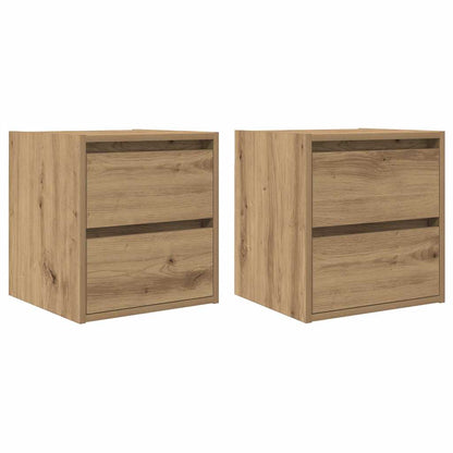 Comodini a Muro 2 pz Rovere Artigianale 38x34x40 cm