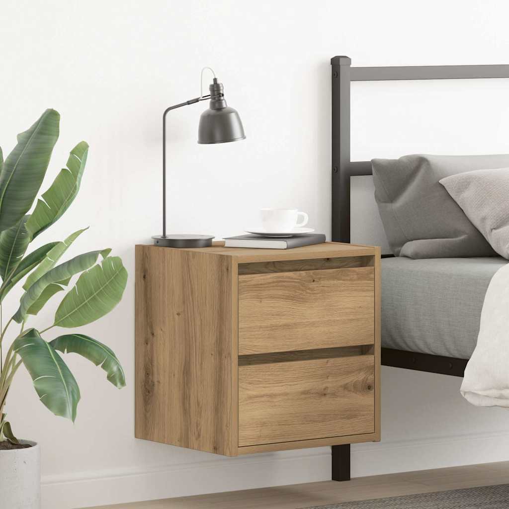 Comodini a Muro 2 pz Rovere Artigianale 38x34x40 cm