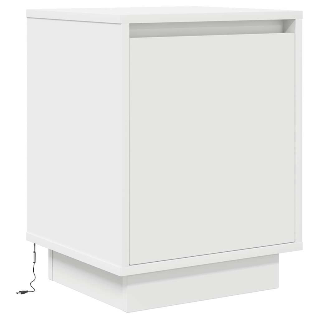 Comodino con Luci a LED Bianco 38x34x50 cm
