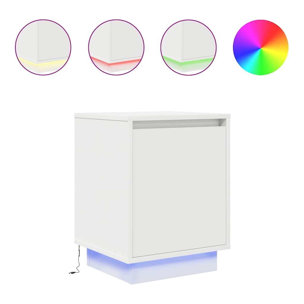 Comodini con Luci a LED 2 pz Bianco 38x34x50 cm