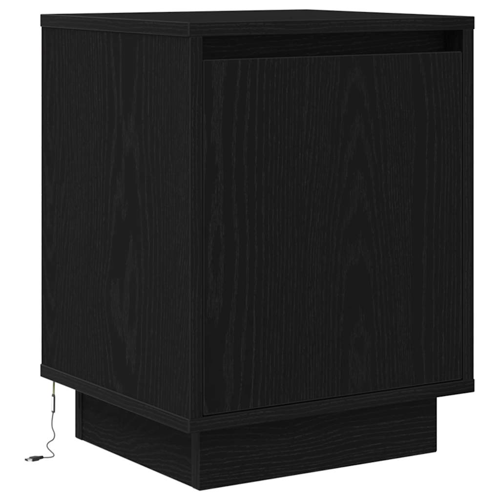 Comodino con Luci LED Nero 38x34x50 cm
