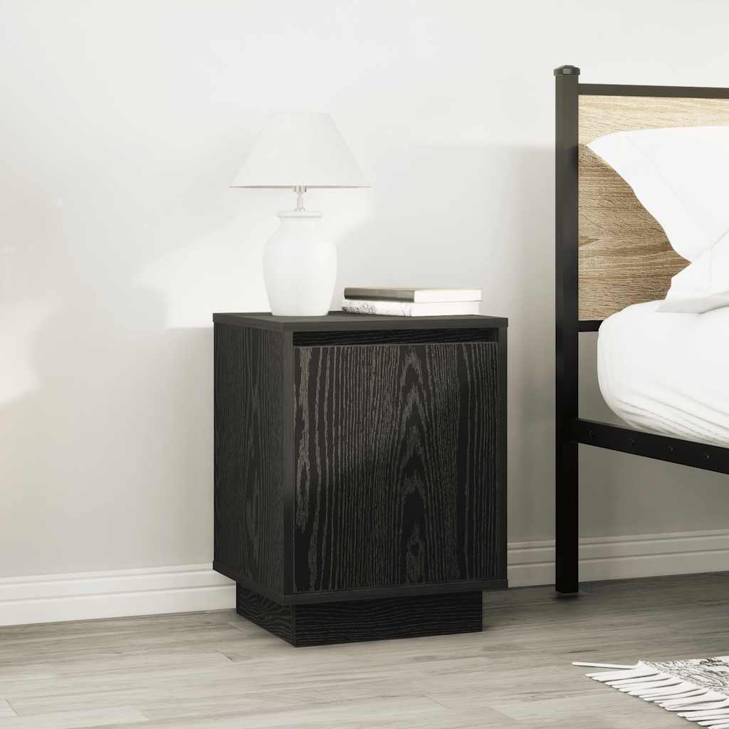 Comodino con Luci LED Nero 38x34x50 cm