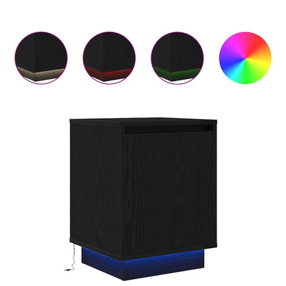 Comodini con Luci LED 2 pz Nero 38x34x50 cm