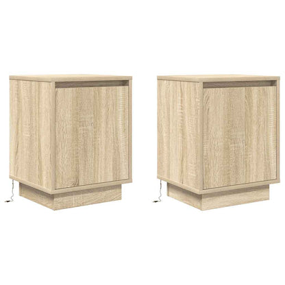 Comodini con Luci a LED 2 pz Rovere Sonoma 38x34x50 cm