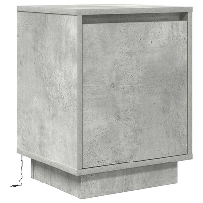 Comodino con Luci LED Grigio Cemento 38x34x50 cm