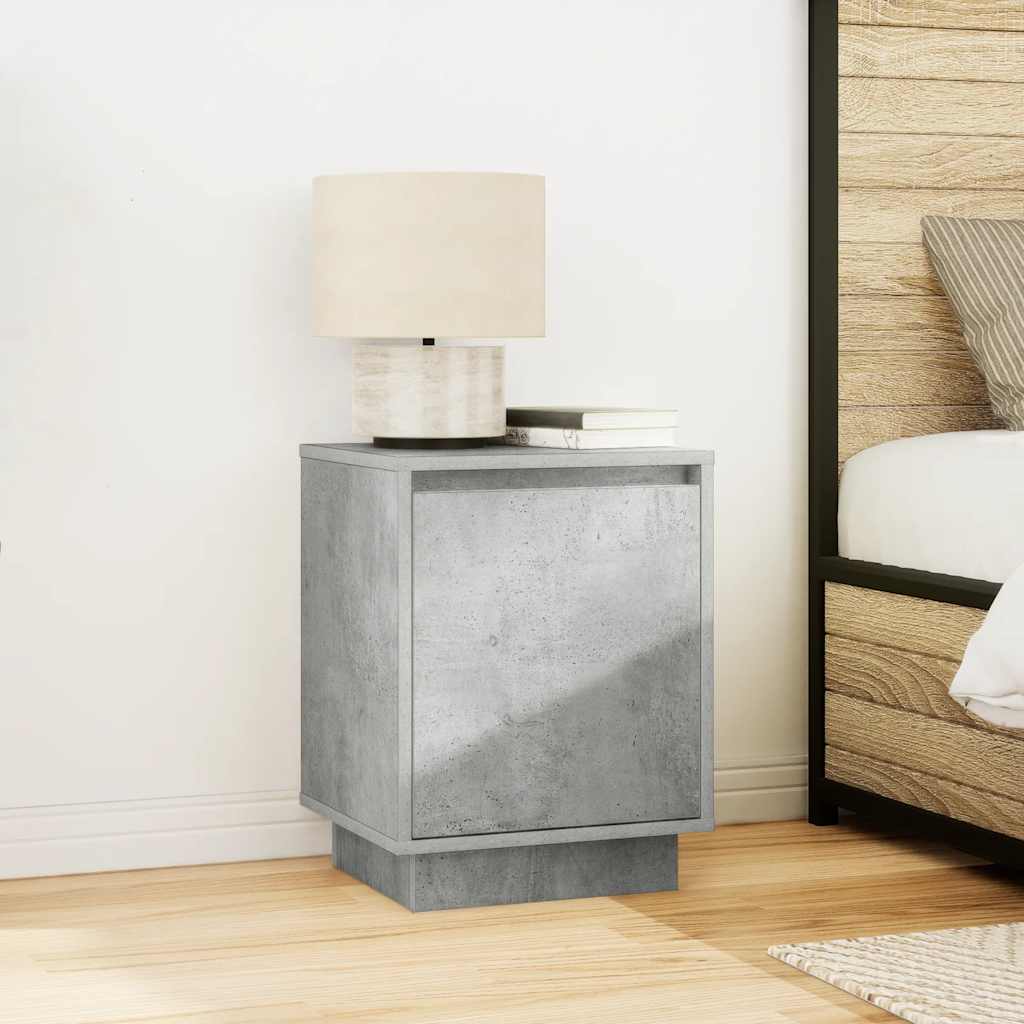 Comodino con Luci LED Grigio Cemento 38x34x50 cm