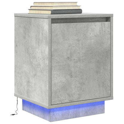 Comodino con Luci LED Grigio Cemento 38x34x50 cm