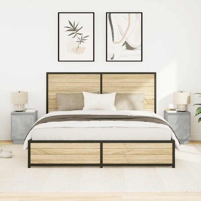 Comodini con Luci a LED 2 pz Grigio Cemento 38x34x50 cm