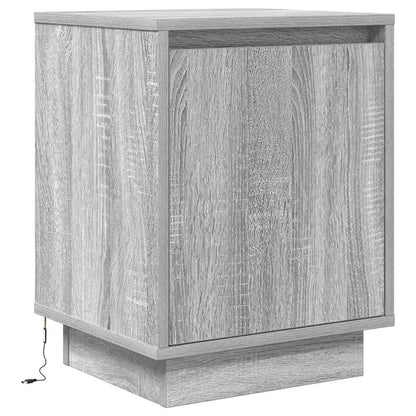 Comodino con Luci LED Grigio Sonoma 38x34x50 cm