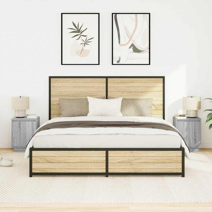 Comodini con Luci a LED 2 pz Grigio Sonoma 38x34x50 cm