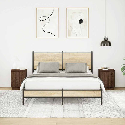 Comodini con Luci a LED 2 pz Rovere Marrone 38x34x50 cm