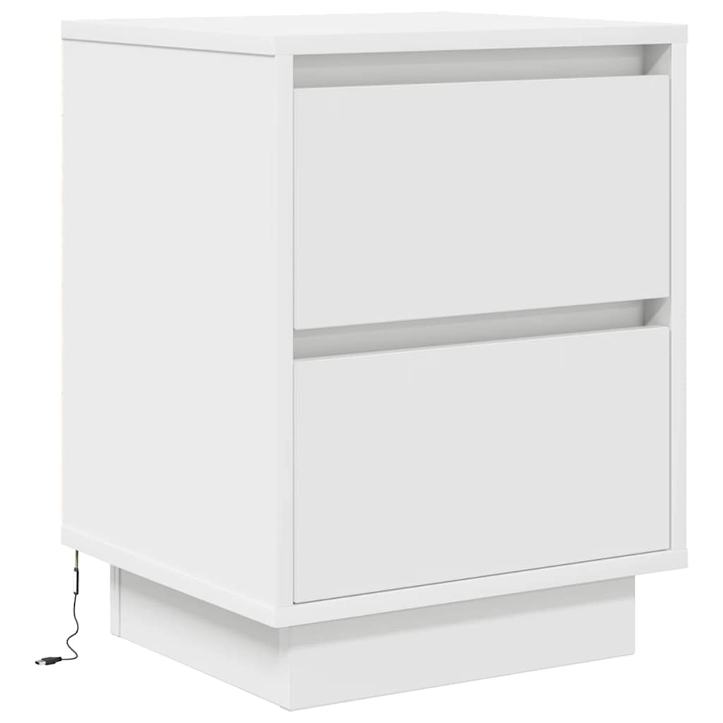 Comodino con Luci a LED Bianco 38x34x50 cm