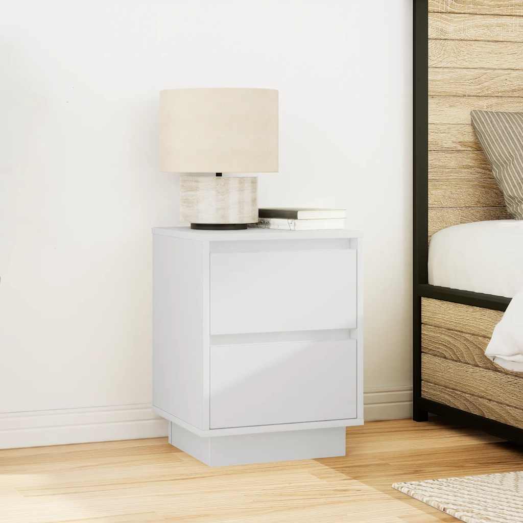Comodino con Luci a LED Bianco 38x34x50 cm