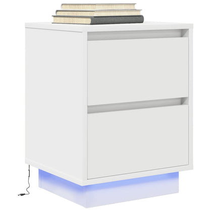 Comodino con Luci a LED Bianco 38x34x50 cm