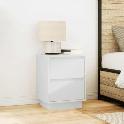 Comodini con Luci a LED 2 pz Bianco 38x34x50 cm
