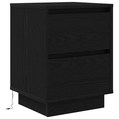 Comodino con Luci LED Nero 38x34x50 cm