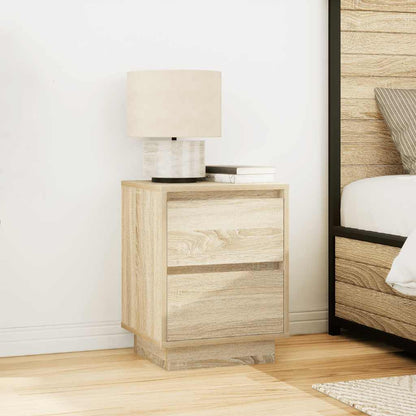 Comodino con Luci LED Rovere Sonoma 38x34x50 cm