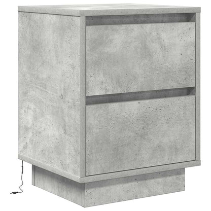 Comodino con Luci LED Grigio Cemento 38x34x50 cm