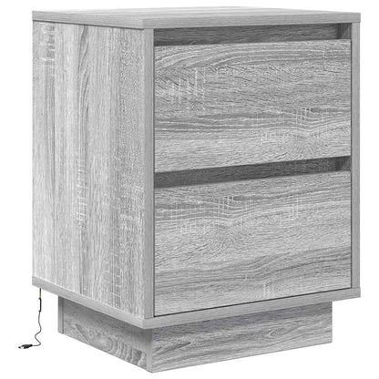 Comodino con Luci LED Grigio Sonoma 38x34x50 cm