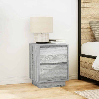 Comodini con Luci a LED 2 pz Grigio Sonoma 38x34x50 cm