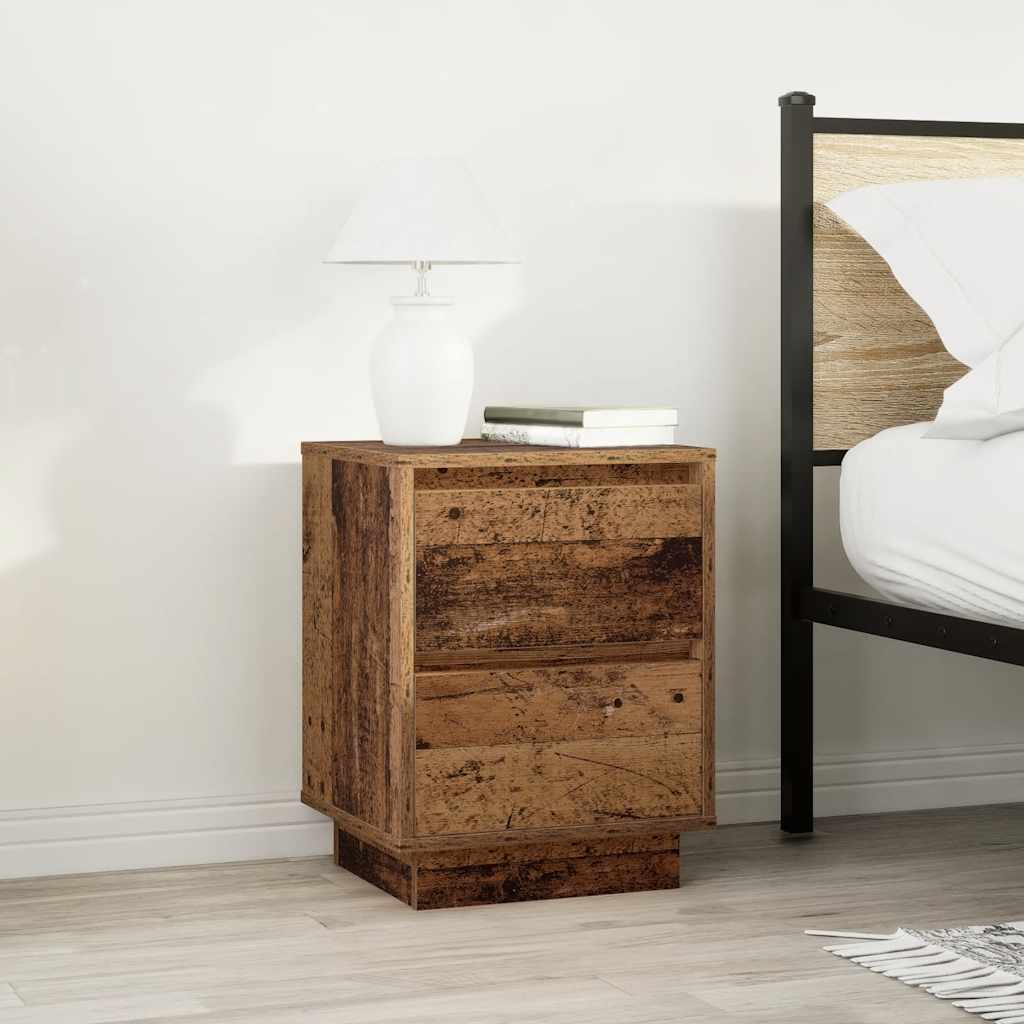 Comodini con Luci a LED 2 pz Legno Antico 38x34x50 cm