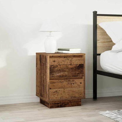 Comodini con Luci a LED 2 pz Legno Antico 38x34x50 cm