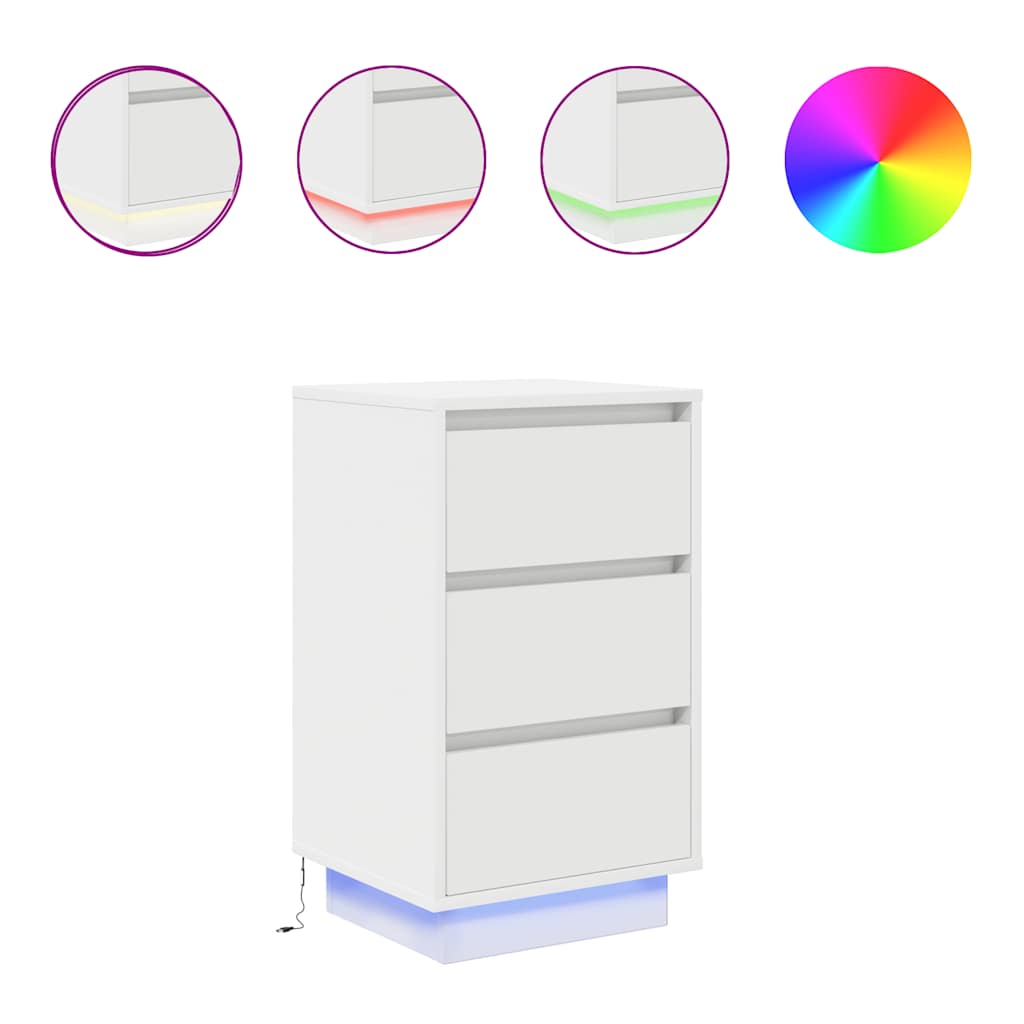 Comodini con Luci LED Bianco 38x34x65 cm