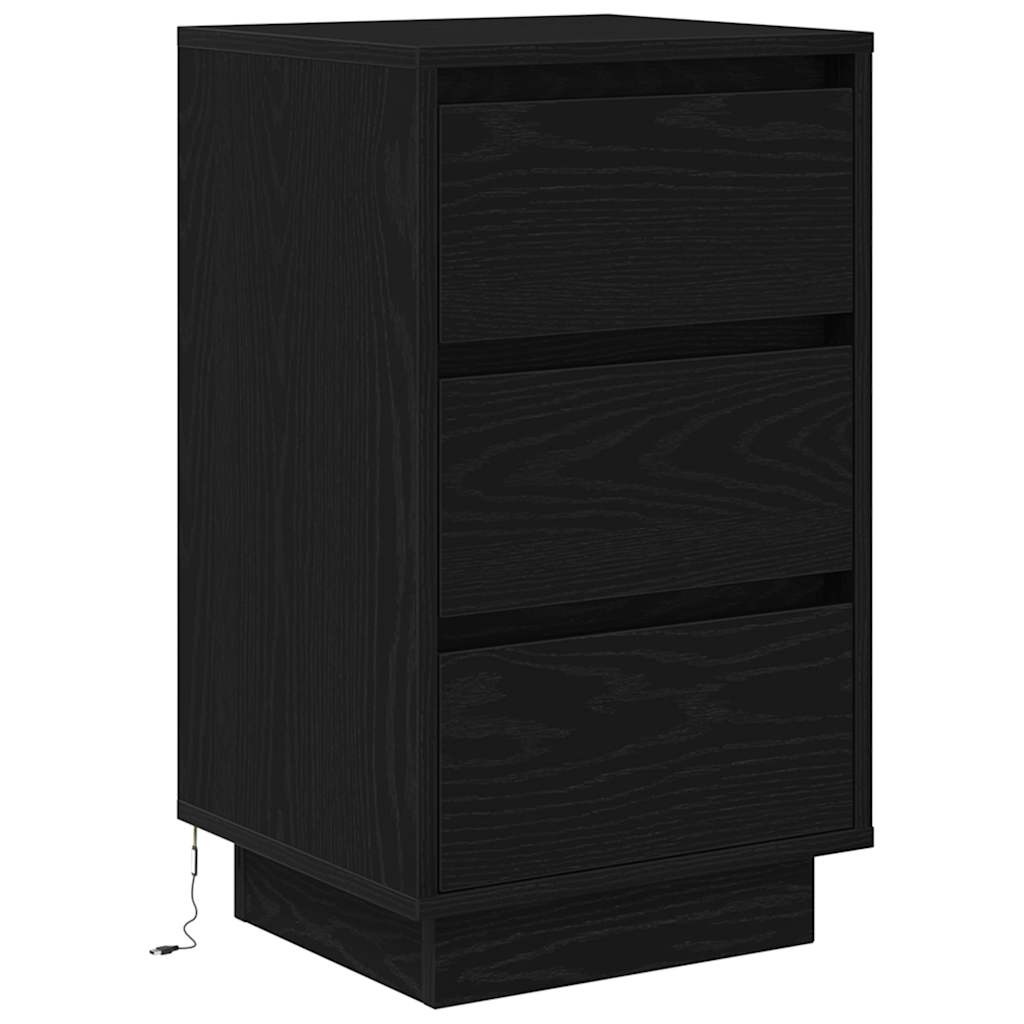 Comodino con Luci LED Nero 38x34x65 cm