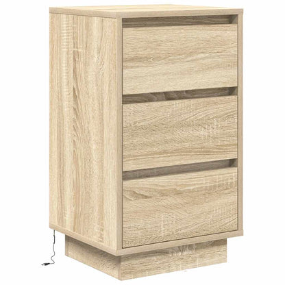 Comodino con Luci LED Rovere Sonoma 38x34x65 cm