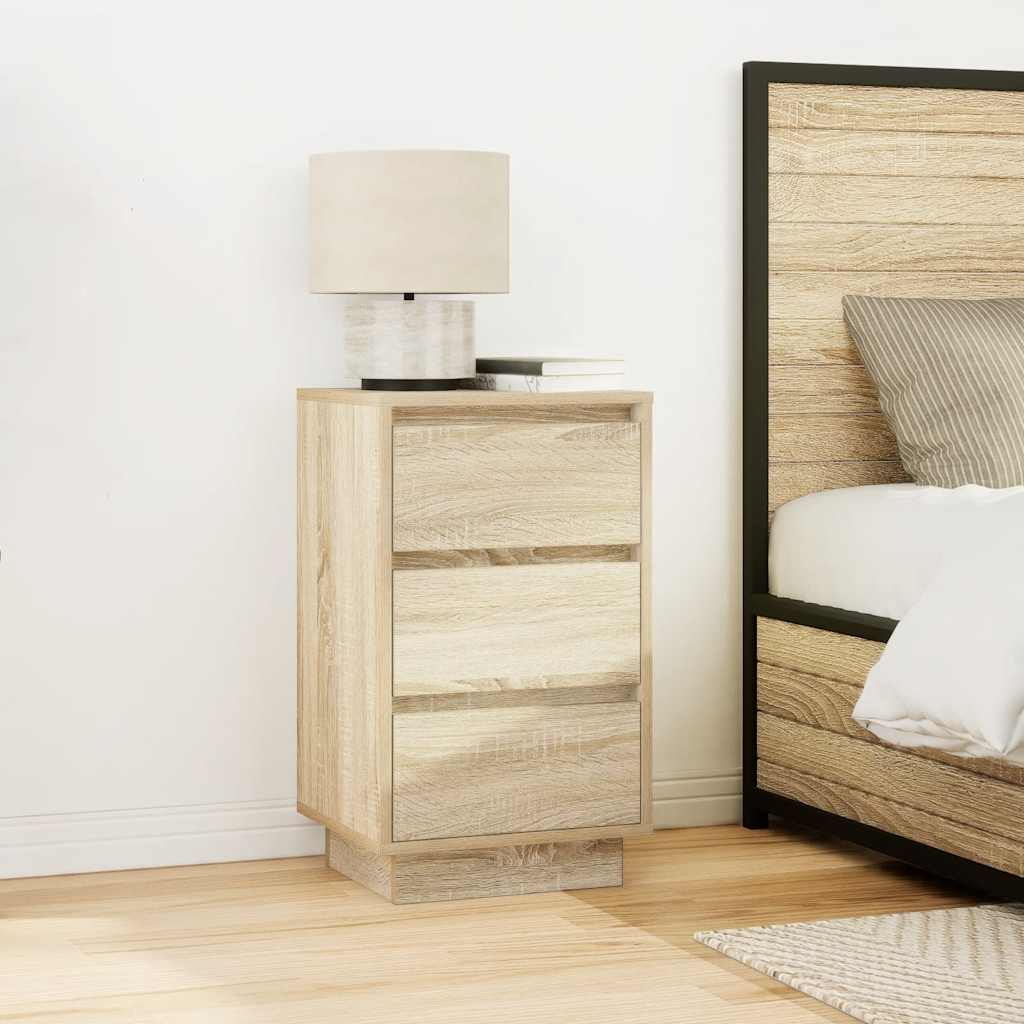Comodino con Luci LED Rovere Sonoma 38x34x65 cm