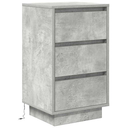 Comodino con Luci LED Grigio Cemento 38x34x65 cm