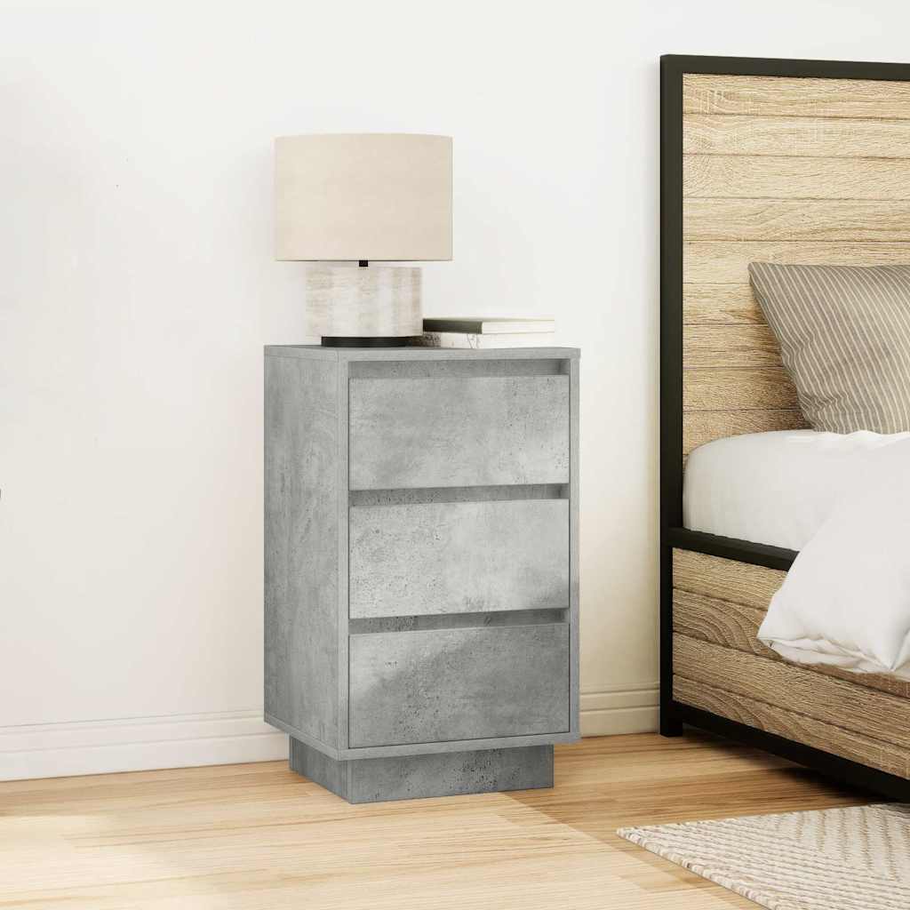 Comodino con Luci LED Grigio Cemento 38x34x65 cm