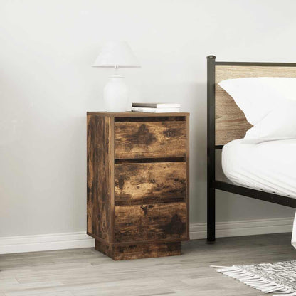 Comodino con Luci LED Rovere Fumo 38x34x65 cm